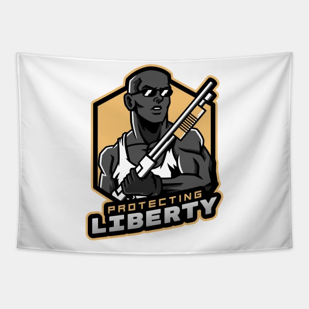 Protecting Liberty - Shotgun Tapestry by Mega Tee Store