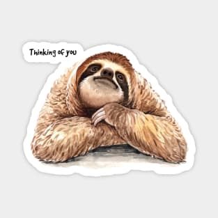 Sloth Thinking Of You Watercolor Hand Drawn Magnet