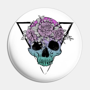 Skull and flowers Pin