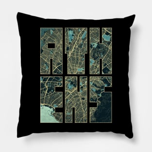 Athens, Greece City Map Typography - Summer Pillow