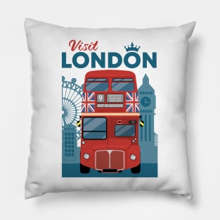 Visit london with bus red Pillow