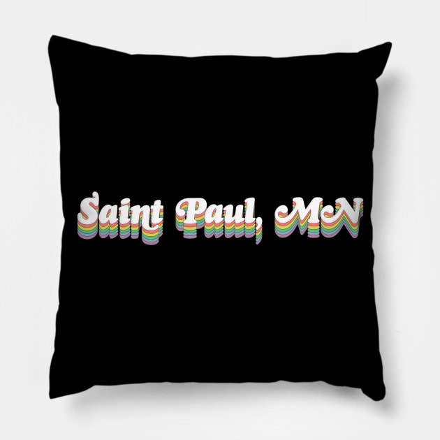 Saint Paul, MN /// Retro Typography Design Pillow by DankFutura