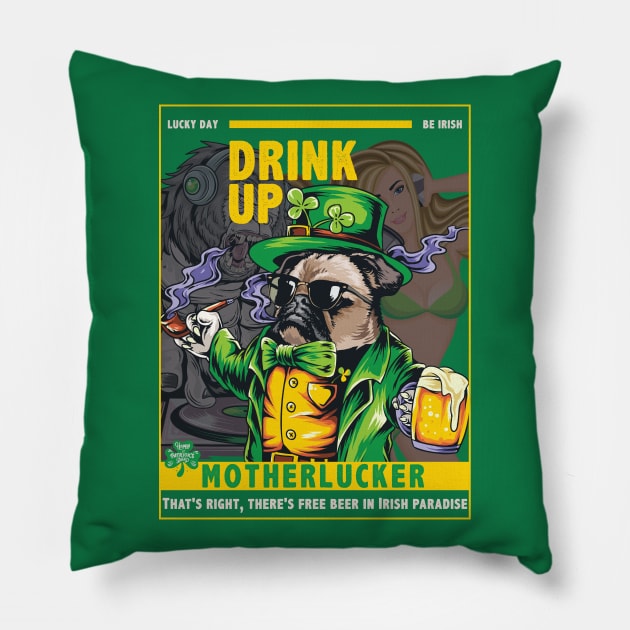 St. Patrick's Day-Irish Drinking Team-Lucky Shamrock Pillow by POD Anytime