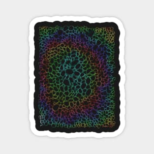 Rainbow Pebble Work (on Black): an Abstract Colorful Artwork Magnet