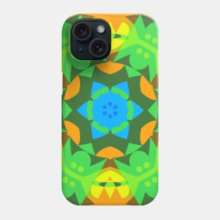 Retro Mandala Flower Blue Yellow and Green Phone Case