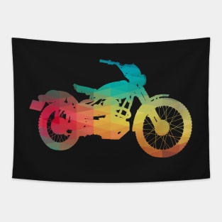 Rainbow motorcycle silhouette Tapestry