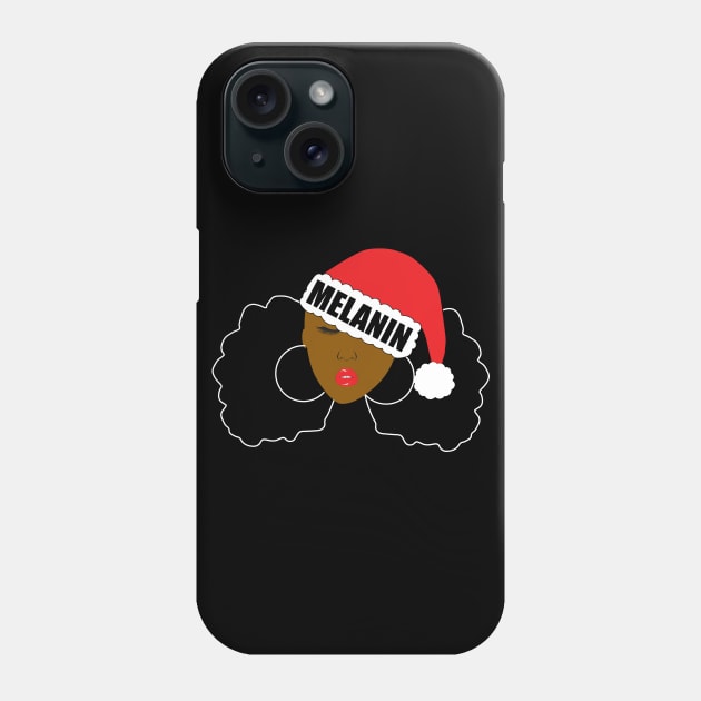 Melanin Christmas Santa Hat Afro Puffs Phone Case by blackartmattersshop