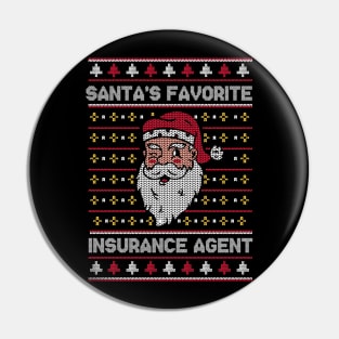 Santa's Favorite Insurance Agent // Funny Ugly Christmas Sweater // Insurance Sales Holiday Xmas Pin