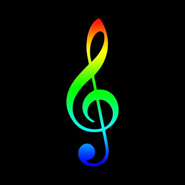 Rainbow Treble Clef by Kelly Louise Art