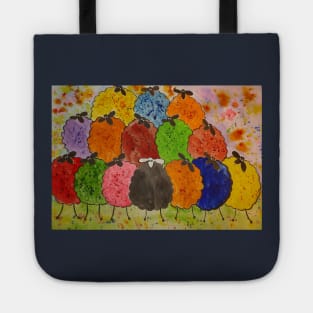 Quirky Colourful Sheep Tote