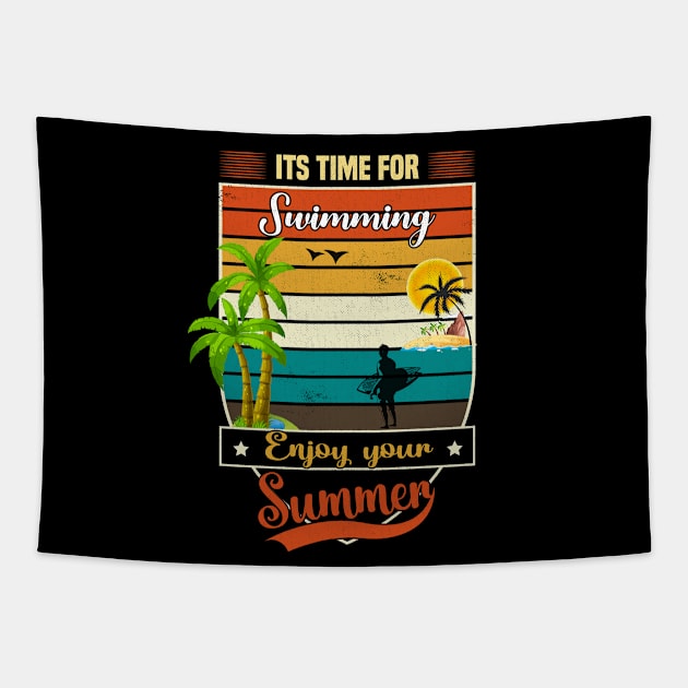 Its Time For Swimming Enjoy Your Hot Summer In Beach With Wave Tapestry by SbeenShirts