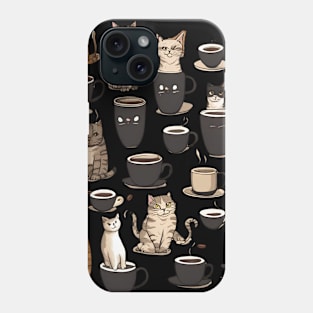 Cats and Coffee Pattern Phone Case