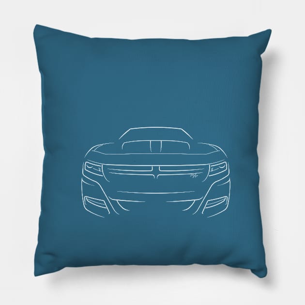 2015 Dodge Charger R/T - front Stencil, white Pillow by mal_photography