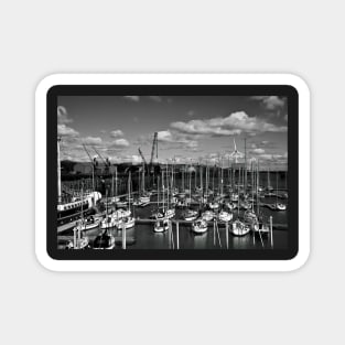 The Marina at South Harbour in Blyth, Northumberland - monochrome Magnet