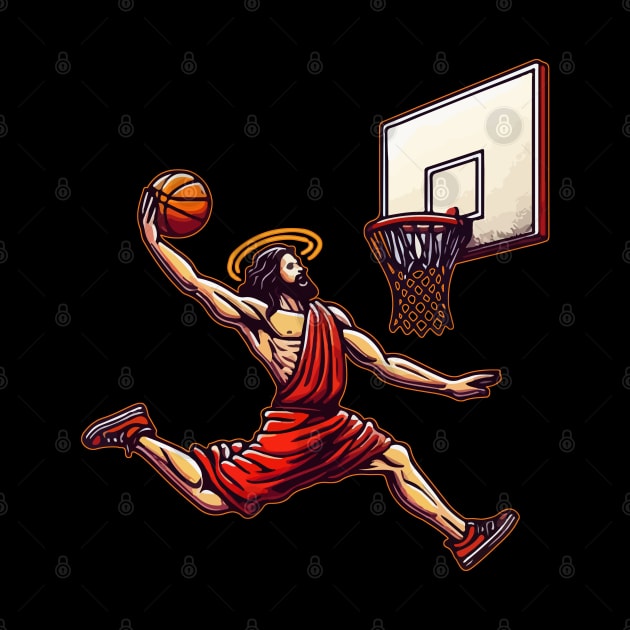 Funny Basketball Retro Jesus Christ by TomFrontierArt