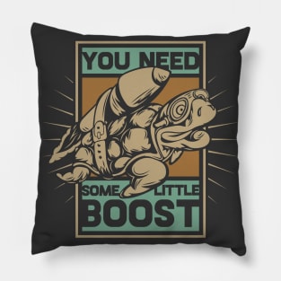 Crazy japanese retro  turtle rocket you need some boost Pillow