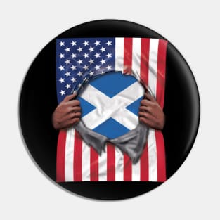 Scotland Flag American Flag Ripped - Gift for Scottish From Scotland Pin