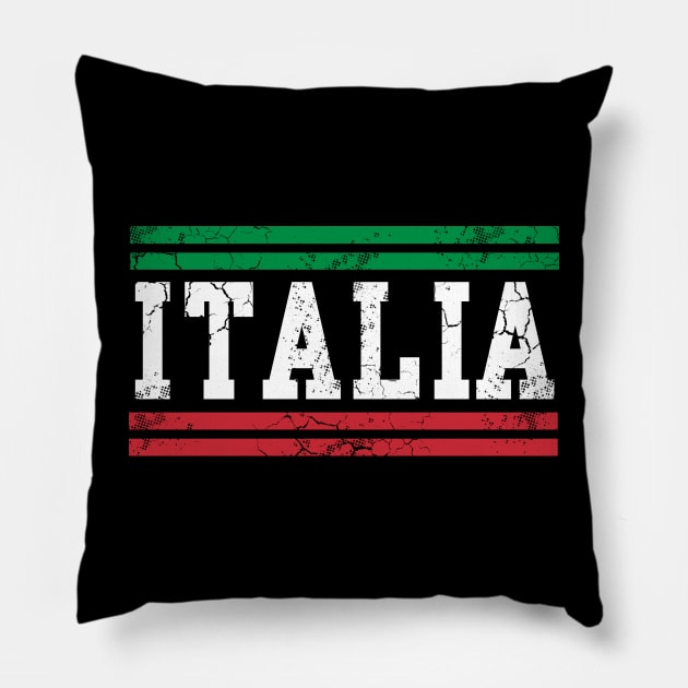 Italia Flag Italy Italian Vintage Distressed Pillow by E