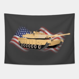 M1A1 / M1A2 Abrams Tank with American Flag Tapestry