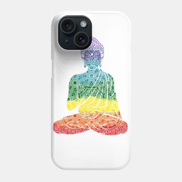 Rainbow Chakras Buddha Phone Case by Nirvanax Studio