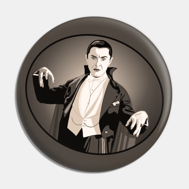 Count Dracula Portrait (Sepia) Pin by PlaidDesign