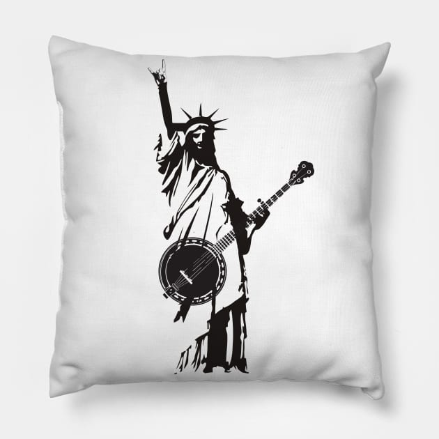 Vintage Banjo Bluegrass Playing Patriotic USA American Pillow by mrsmitful01