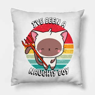 Cute white Cat is a naughty boy Pillow