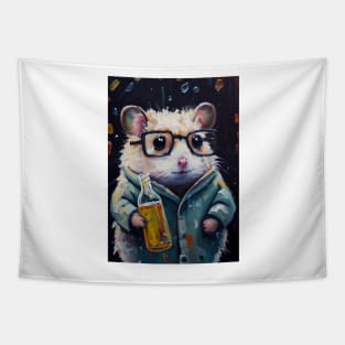 Lab Rats - impasto oil painting.  Hamster with a bottle Tapestry