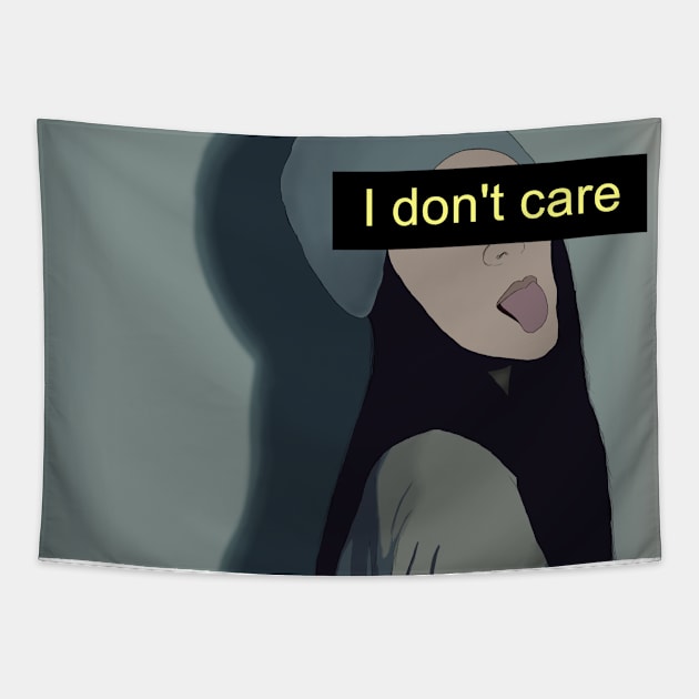 I Don't Care Girl Tapestry by SybaDesign