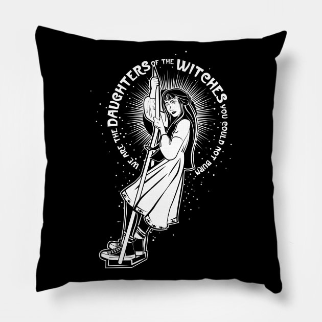 Daughter of Witches (white) Pillow by BeCreativeHere