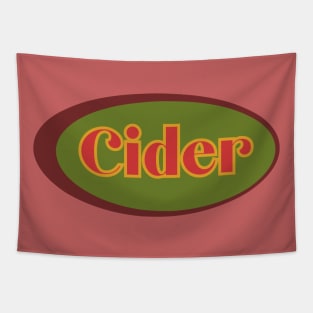 Cider! Retro Vintage Decal  Gold, Green and Maroon Style Tapestry