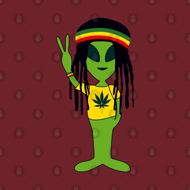 Peace Alien - Reggae Friend - Marijuana T-Shirt by EDDArt