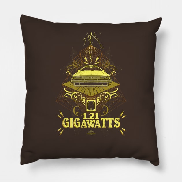Back to the Future 1.21 Gigawatts Vintage Pillow by TomRyansStudio