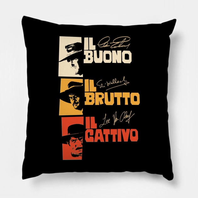 Sergio Leone - The Good, the Bad, and the Ugly Tribute Pillow by Boogosh