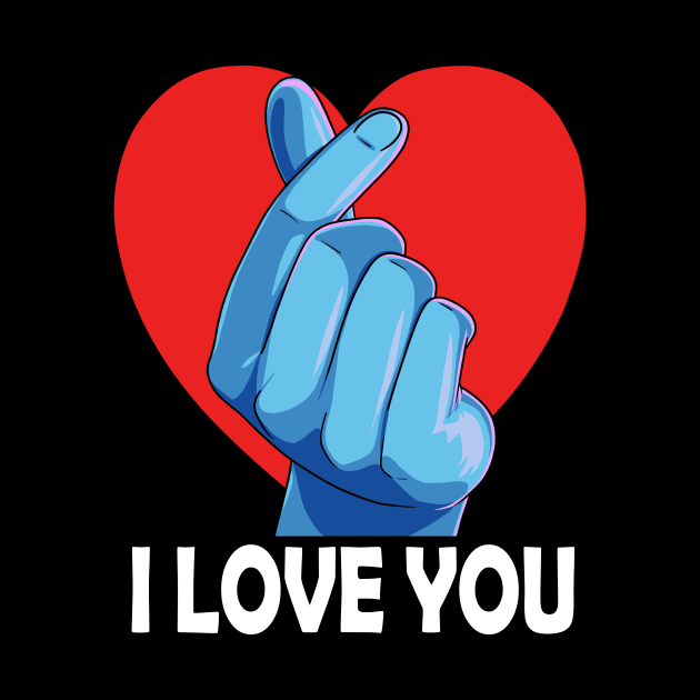 Saranghae Kpop Lover I Love You Finger Heart Sign by Noseking