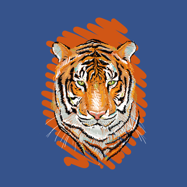 Disover Freehand drawing of a tiger vector colorful illustration. Year of the tiger. - Tiger - T-Shirt