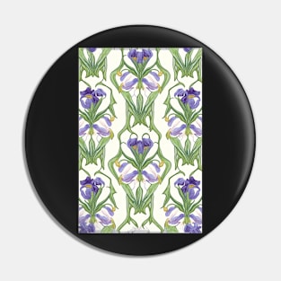 Floral Garden Botanical Print with Purple Iris Pin