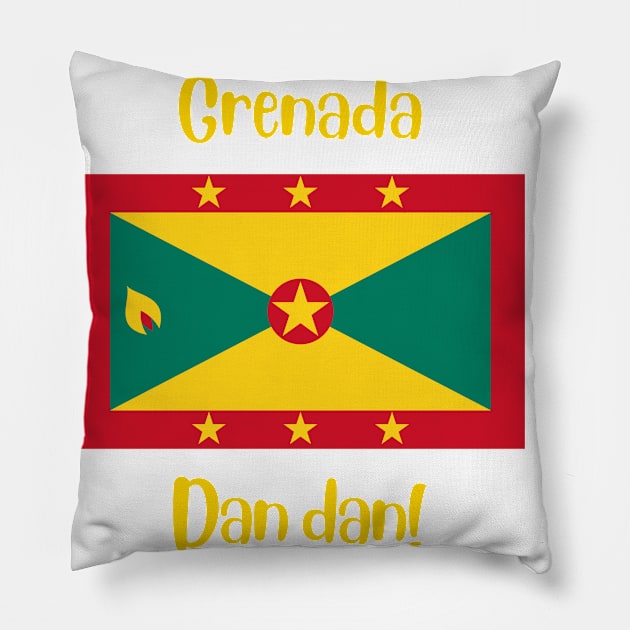 Grenada country flag with joyful local positive slang words. Dan dan! Pillow by Alibobs