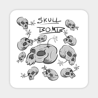 Skull Bomb (Grey Scale & Title) Magnet