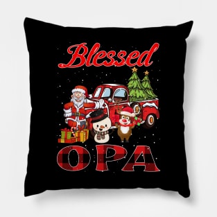 Blessed Opa Red Plaid Christmas Pillow