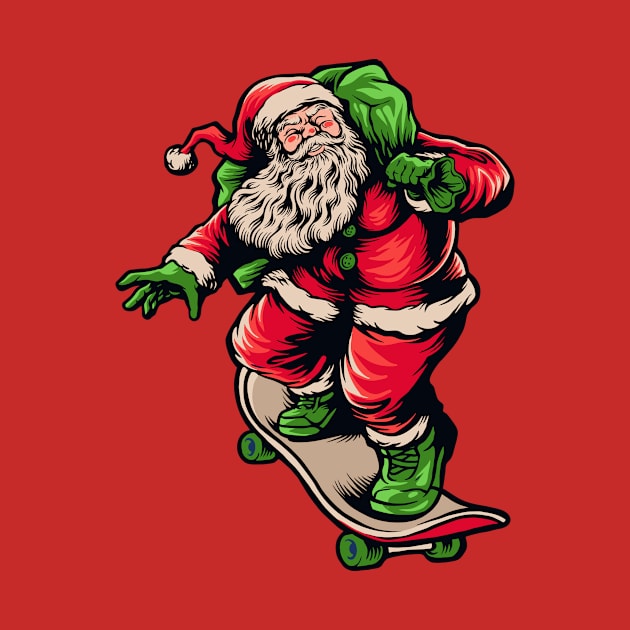 Vintage Skateboarding Santa Claus by SLAG_Creative