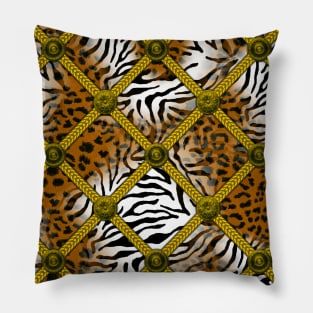 Animal skin texture with gold frame Pillow