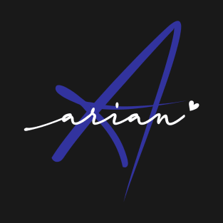 Arian Name Personalized Blue Calligraphy Monogram T-Shirt