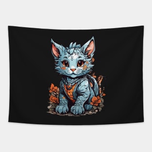 Beautiful blue Dragon Cat Tapestry