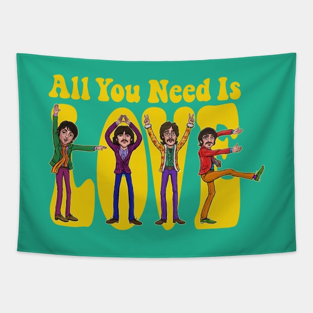 All You Need Is Love - Yellow Tapestry by mcillustrator