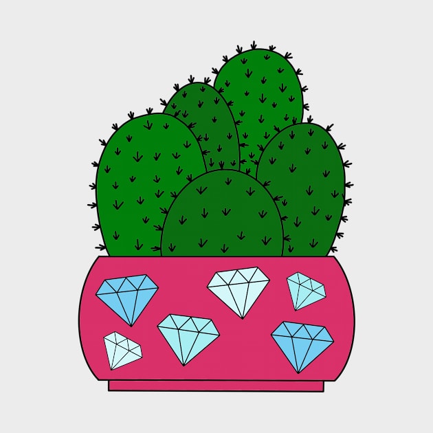 Cute Cactus Design #193: Cacti In Diamond Pot by DreamCactus