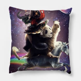 Cat Riding Chicken Turtle Panda Llama Unicorn Pillow