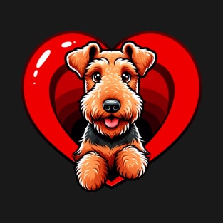 Airedale Terrier Puppy Cute Dog Heart Valentine's Day T-Shirt