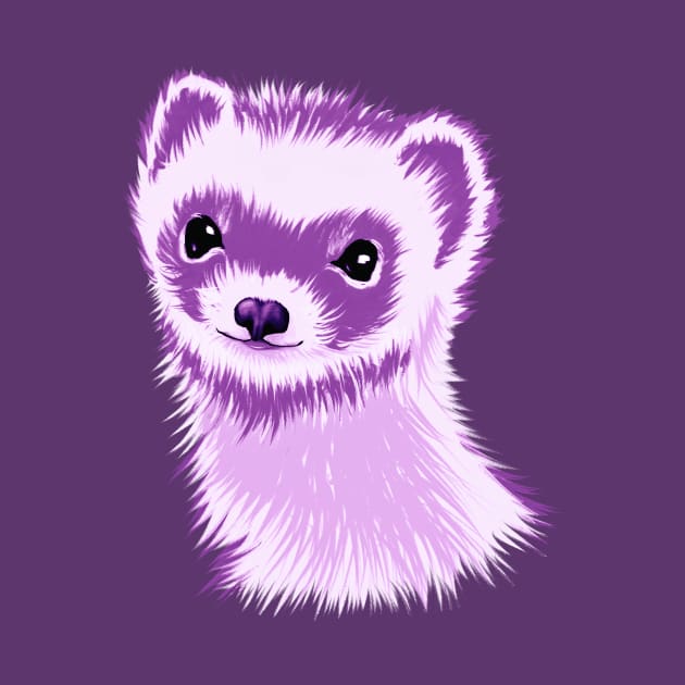 Ferret Cuteness In Purple by Boriana Giormova