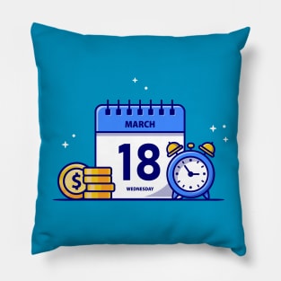 Calendar, Gold Coin And Clock Pillow